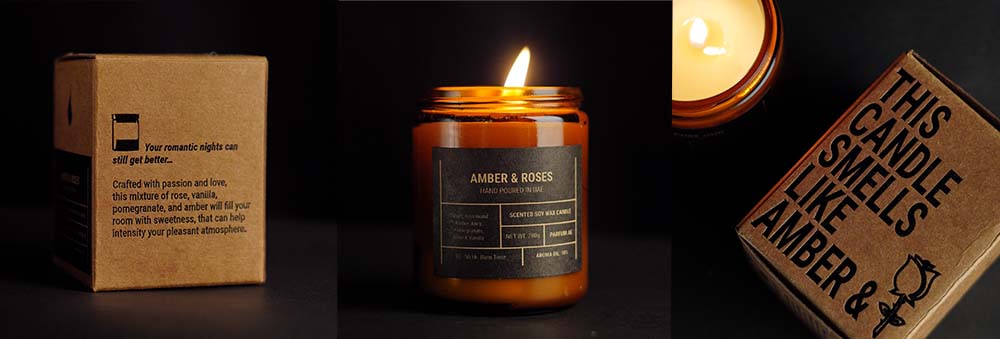 Amber & Roses Scented Soy Wax Candle